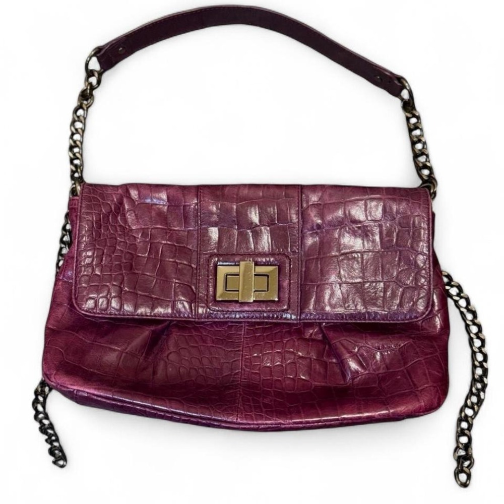 Croc Embossed Shoulder Bag Purple Y2K Going Out Clutch